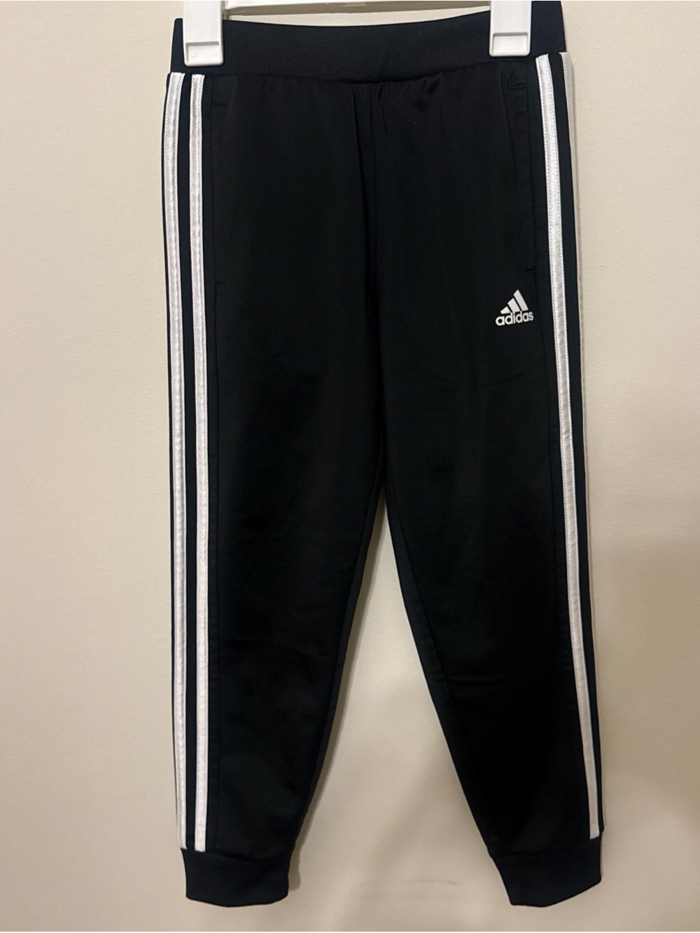 adidas Kids Black Jogger Sweatpants with White Three-Stripes